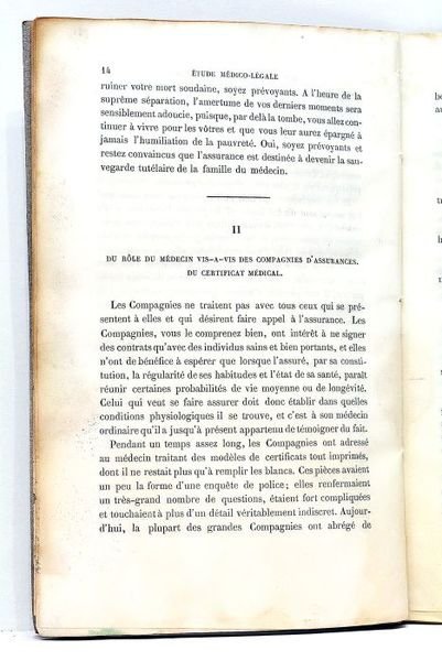 Etude Médico-Légale sur les Assurances sur la Vie. Leçons professées …