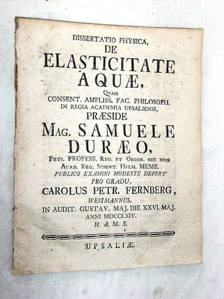 Dissertatio physica de Elasticitate Aquae.