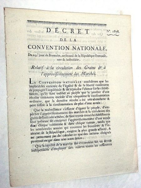 DÉCRET DE LA CONVENTION NATIONALE, du 25e jour de Brumaire, …