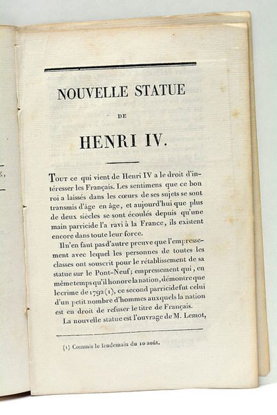 STATUE équestre de Henri IV, réédifiée sur le Pont-Neuf à …