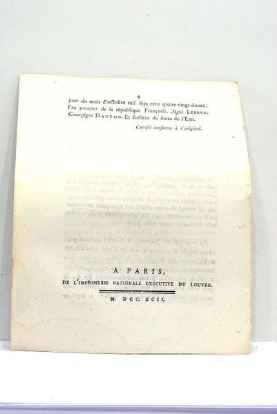 DÉCRET DE LA CONVENTION NATIONALE. Du 3 octobre 1792, l'an …