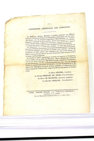 PROGRAMME DE LA SÉANCE PUBLIQUE du dimanche 10 avril 1831, …