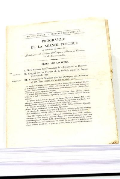 PROGRAMME DE LA SÉANCE PUBLIQUE du dimanche 10 avril 1831, …