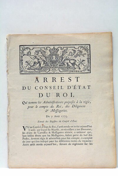 ARREST DU CONSEIL D'ÉTAT DU ROI, QUI NOMME LES ADMINISTRATEURS …