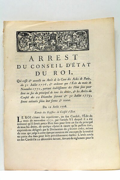 ARREST DU CONSEIL D'ÉTAT DU ROI, qui casse et annulle …