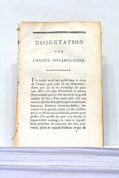 Dissertation sur l'Angine Inflammatoire, présentée et soutenue à l'Ecole de …