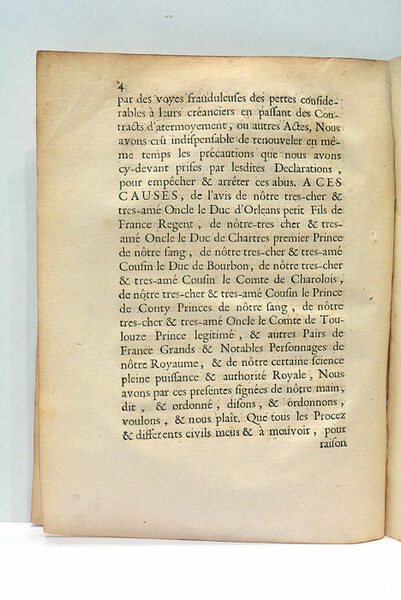 DECLARATION DU ROY. Donnée à Paris le 5 Aoust 1721. …