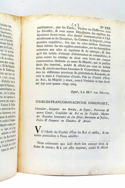 ARREST DU CONSEIL D'ETAT DU ROI, QUI ORDONNE QUE LES …