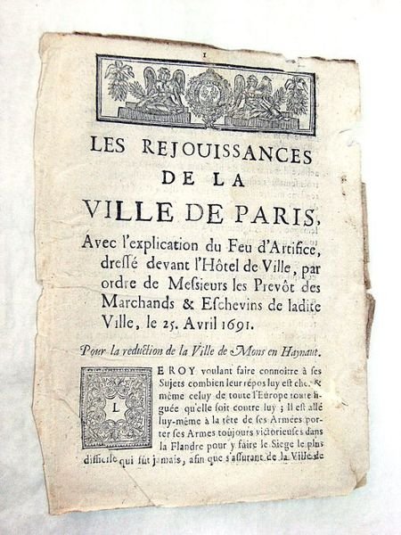 REJOUISSANCES (Les) de la Ville de Paris, avec l'explication du …