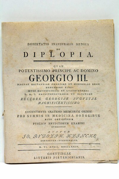 Dissertatio Inavgvralis Medica. De Diplopia.