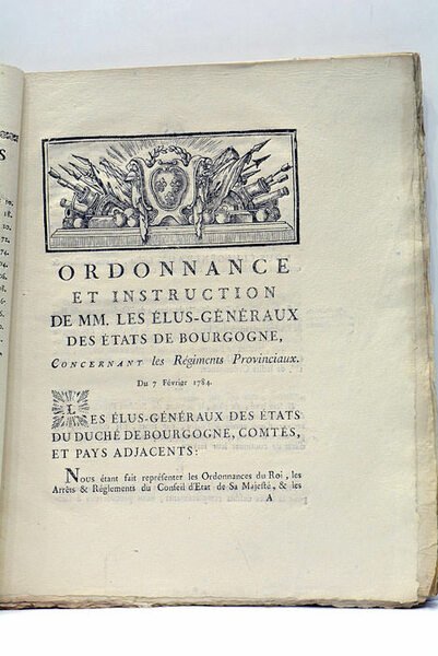 ORDONNANCE ET INSTRUCTION DE MM. LES ÉLUS-GÉNÉRAUX DE BOURGOGNE, concernant …