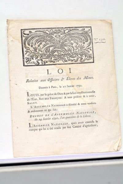 LOI relative aux Officiers et Elèves des Mines. Donnée à …