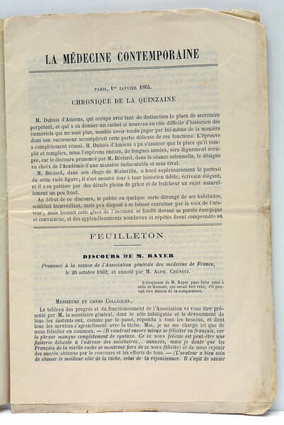 La Médecine Contemporaine. Paraissant le 1er et le 15 de …