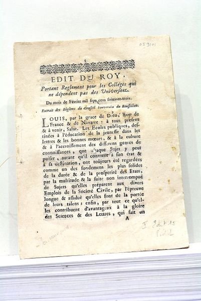 EDIT du Roi portant Réglement pour les Collèges qui ne …