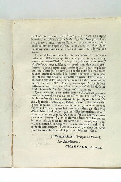 Lettre Pastorale de Monseigneur l'evêque de Vannes.