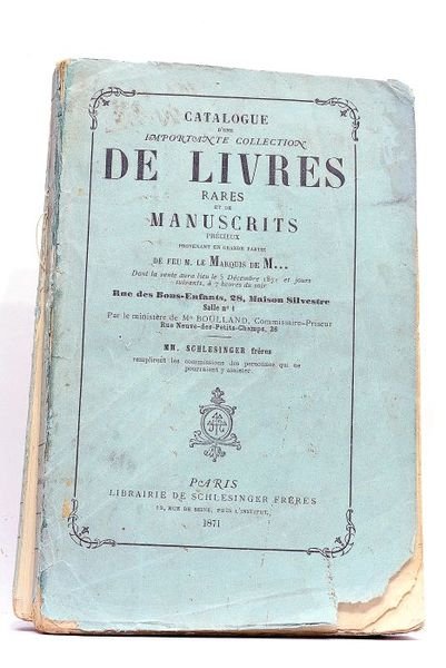 CATALOGUE d’une importante collection de livres rares et de manuscrits …