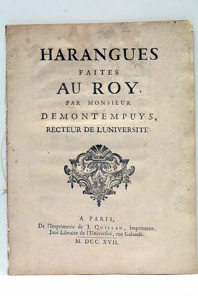 Harangues faites au Roy.