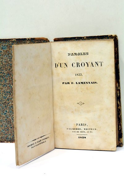 1). Paroles d'un Croyant. 1833. 2). Le Livre d'un Peuple. …