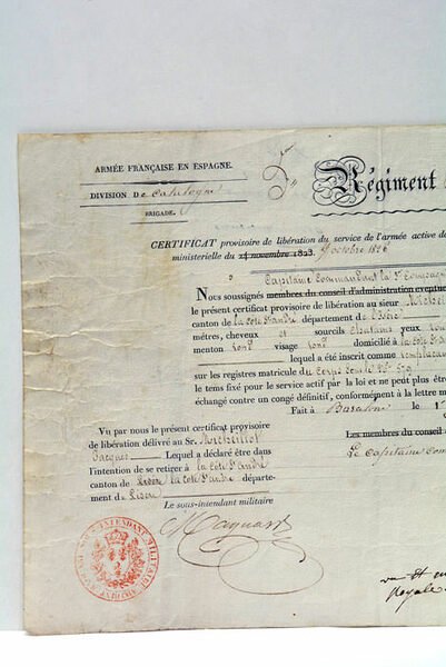 CERTIFICAT PROVISOIRE DE LA LIBÉRATION DU SERVICE DE L'ARMÉE ACTIVE …