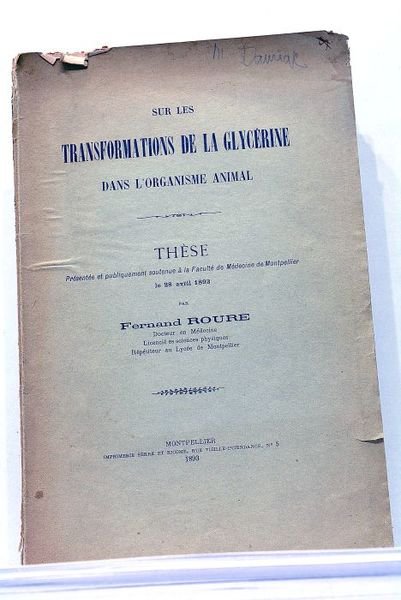 Sur les Transformations de la Glycérine dans l'Organisme Animal. Thèse …