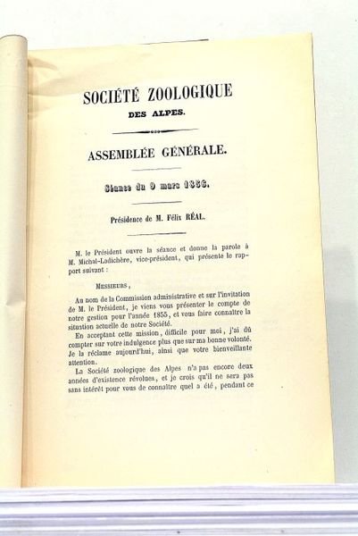 SOCIETE ZOOLOGIQUE des Alpes. Assemblée Générale. Séance du 9 mars …