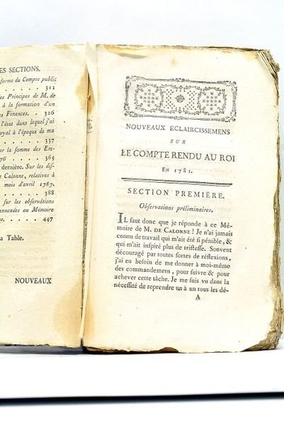 Sur le Compte Rendu au Roi en 1781. Nouveaux Eclaircissemens.