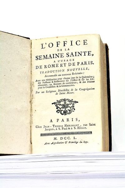 OFFICE (L') de la Semaine Sainte à l'usage de Rome …