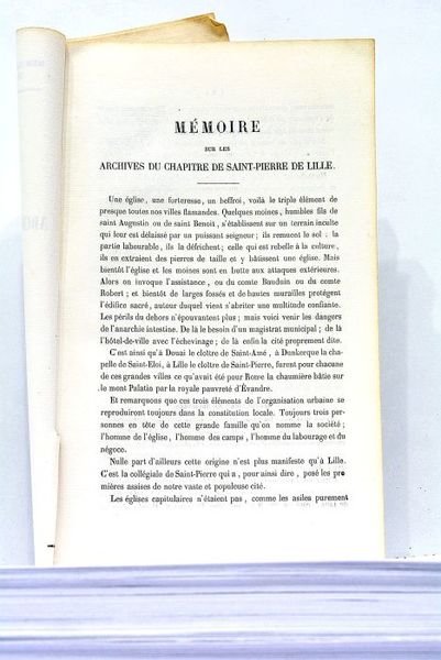 Mémoire sur les Archives du Chapitre de Saint-Pierre de Lille.