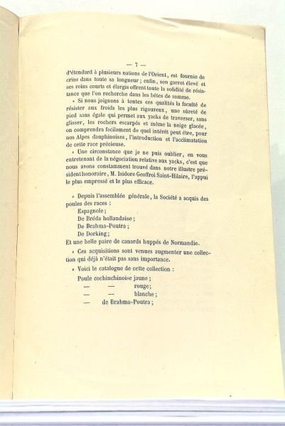 SOCIETE Zoologique des Alpes. Séance du Conseil d'Administration du 23 …