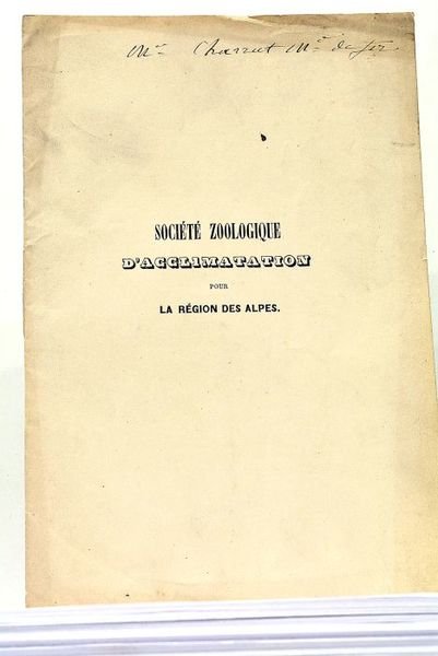 SOCIETE Zoologique des Alpes. Séance du Conseil d'Administration du 23 …