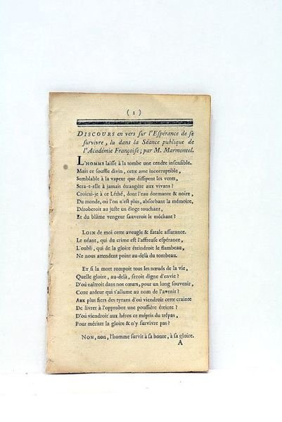 Discours en vers sur l'Espérance de se survivre, lu dans …