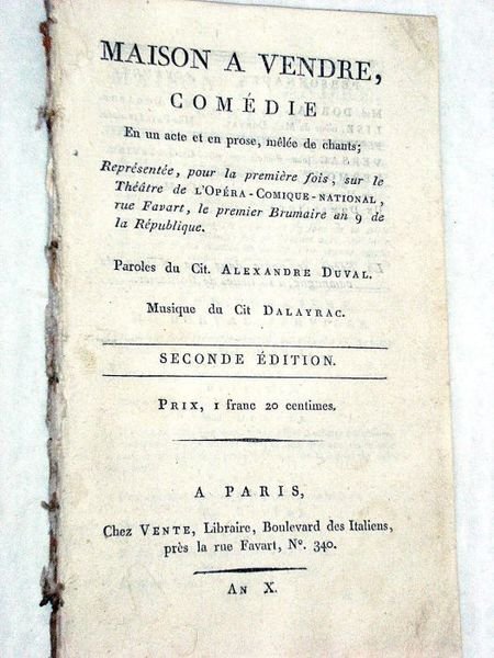 Maison à vendre, Comédie en un acte et en prose, …