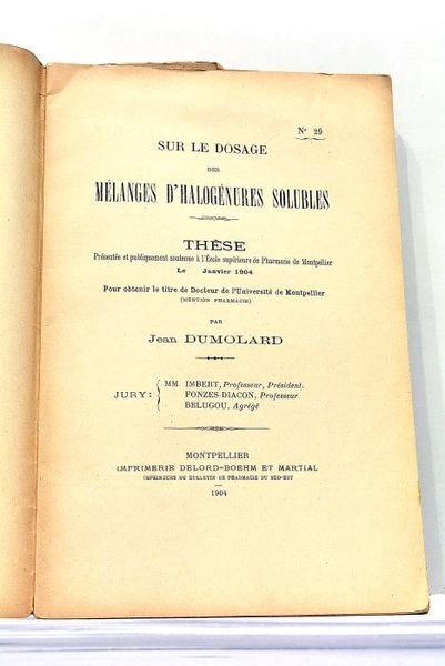 Sur le Dosage des Mélanges d'Halogénures Solubles. Thèse présentée et …