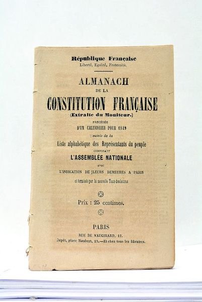 ALMANACH de la Constitution Française (extraite du Moniteur) precédée d'un …