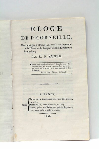 Eloge de P. Corneille.