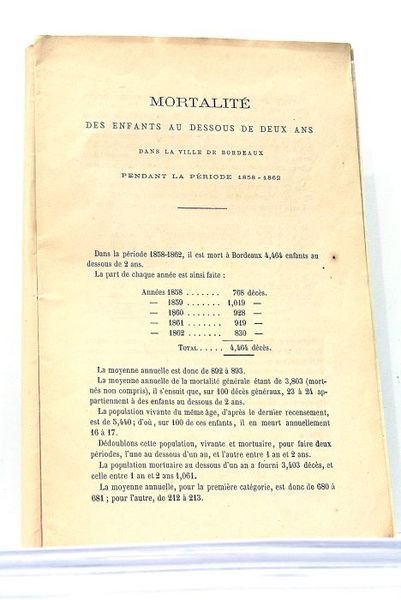 Mortalité des Enfants au dessous de deux ans dans la …