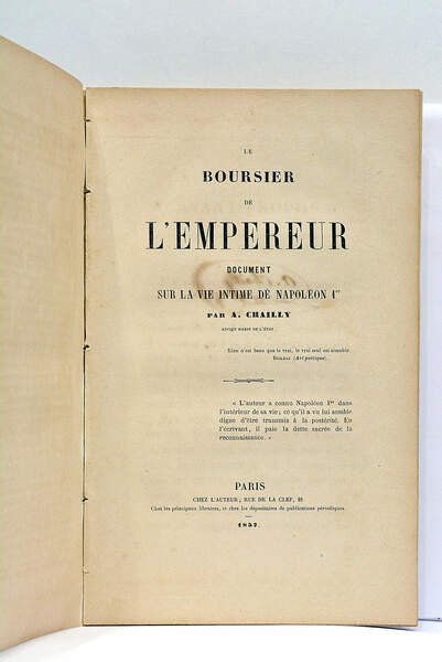 Le Boursier de l'Empereur, document sur la Vie Intime de …