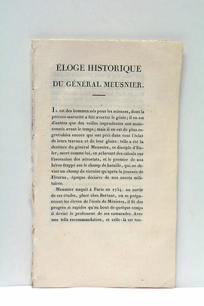Éloge historique du Général Meusnier.