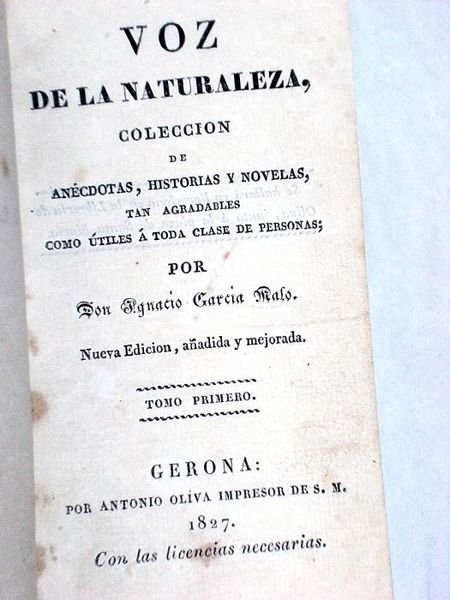 Voz de la Naturaleza, colección de anédoctas, historias y novelas, …