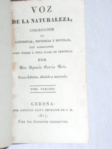 Voz de la Naturaleza, colección de anédoctas, historias y novelas, …