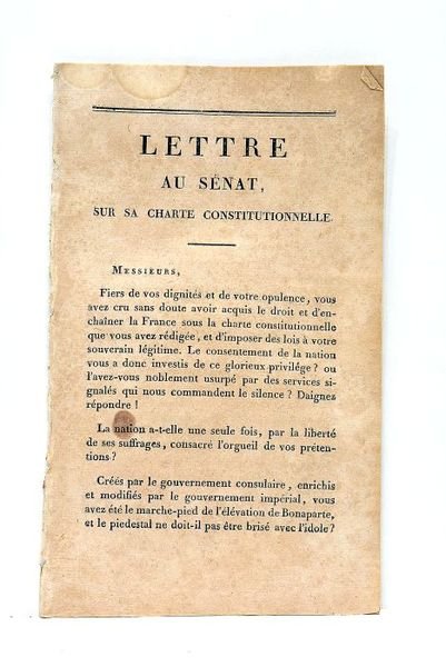 LETTRE au Sénat, sur sa charte constitutionnelle.