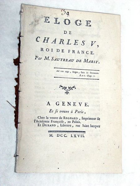 Eloge de Charles V, roi de France.