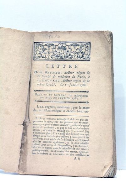 Lettre à M. Bouvart.