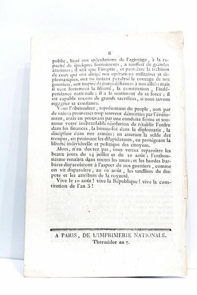 Discours prononcé à l'occasion de l'anniversaire du 10 août.