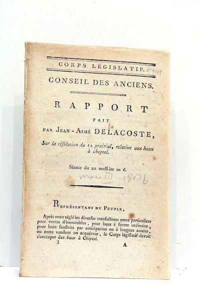 Rapport sur la résolution du 12 prairial, relative aux baux …