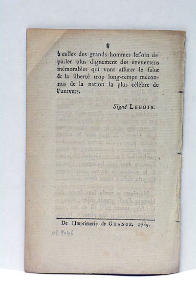Remercimens du Peuple au Roi, aux États-Généraux, à M. Necker, …
