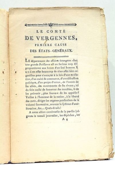 Le Comte de Vergennes, première cause des États-Généraux.