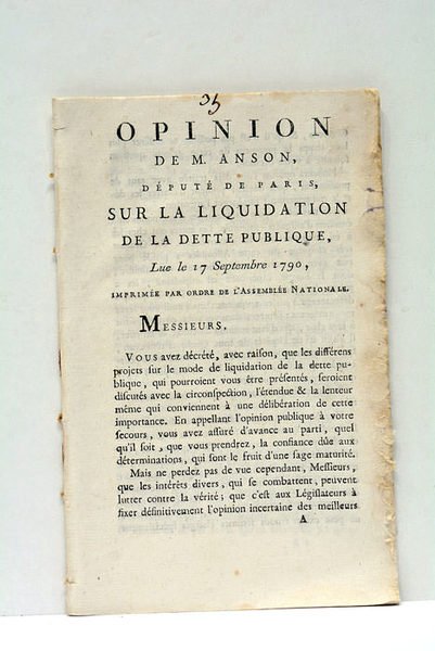 Opinion sur la Liquidation de la Dette Publique, lue le …