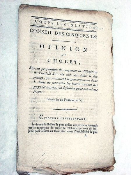 Opinion sur la proposition de rapporter la disposition de l'article …