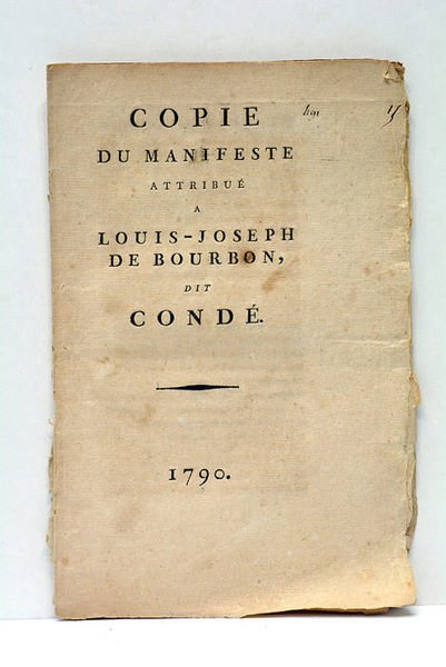 Copie du Manifeste attribué à Louis Joseph de Bourbon, dit …